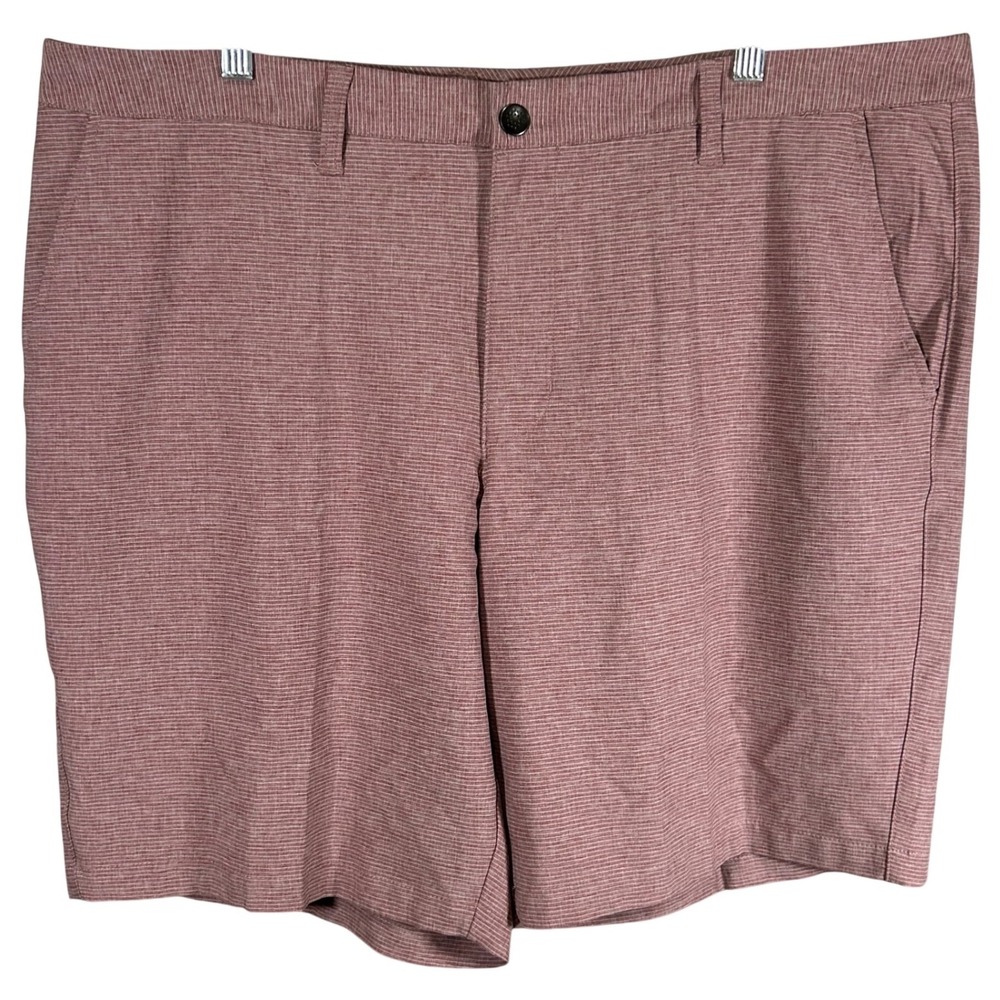 George Mens Red Heathered Flat Front Performance Shorts Size‎ 40 Lightweight